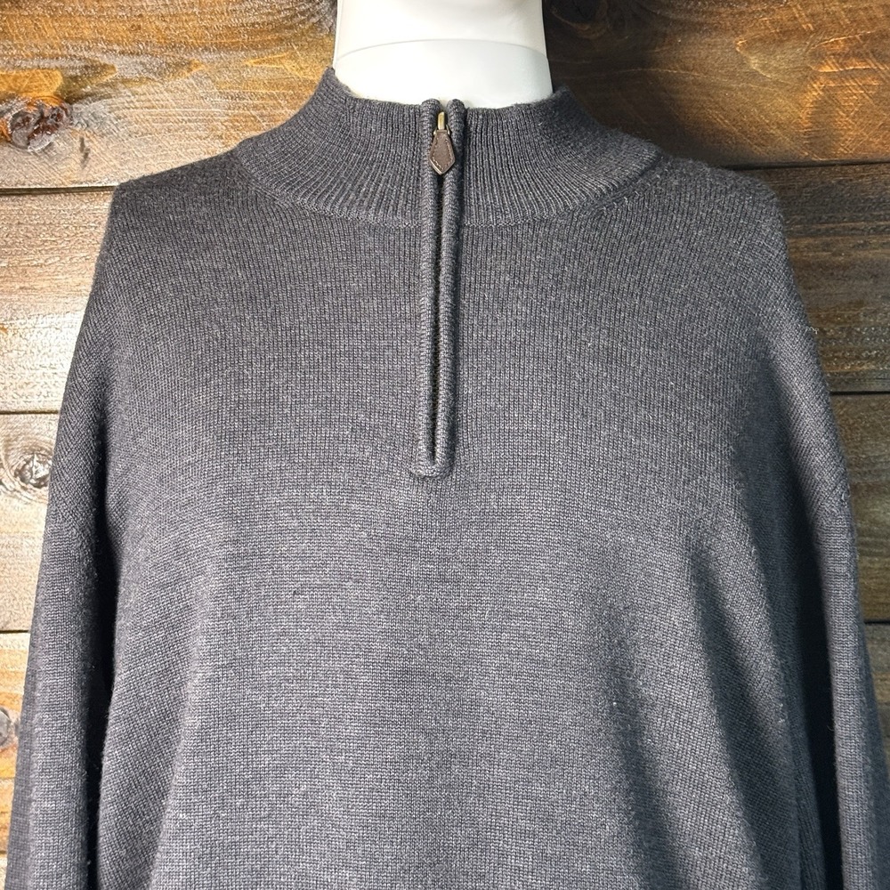 Brooks Brothers Thick Merino Wool 1/4 Zip Sweater Men's 2XL Charcoal Herringbone - Picture 10 of 10